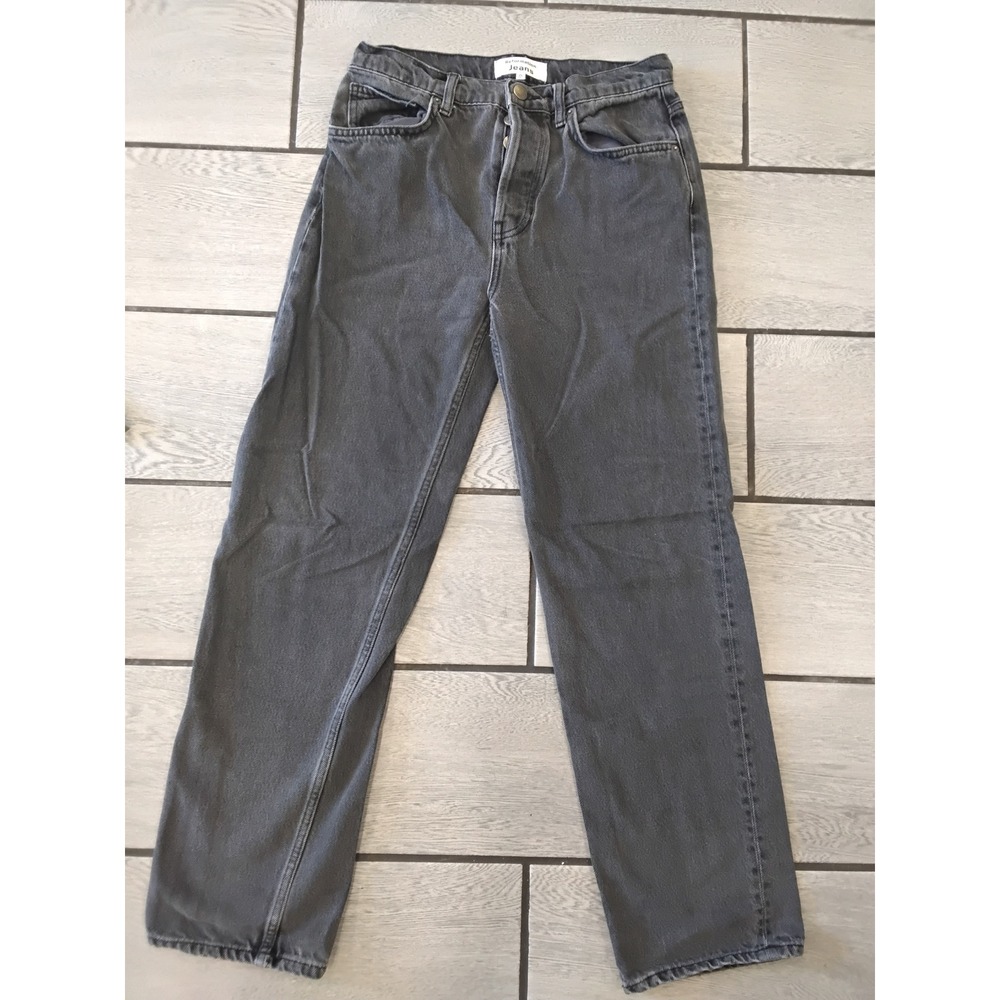 Reformation Casey Relaxed Mid Rise Straight Jeans Washed Black Grey Size 25